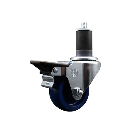 Service Caster 3'' Solid Poly Swivel 1-5/8'' Expanding Stem Caster with Brake SCC-EX20S314-SPUS-PLB-158